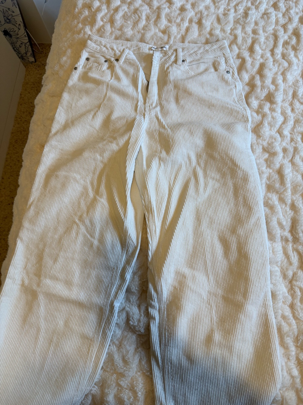 Almost Famous White Corduroy Straight Leg Pants